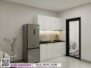 Tủ Bếp chữ L nhôm Kính hiện đại 3000mm - HBFKI021